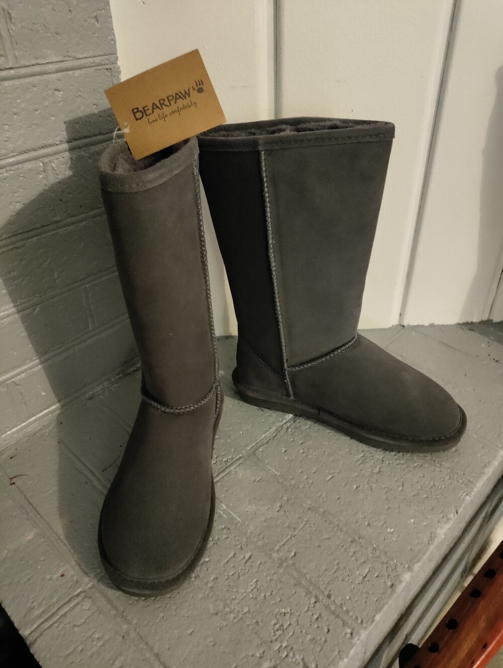 BEARPAW Elle Tall Women's Suede Winter Boots Charcoal Gray Size 8 NWT